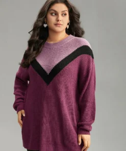 Colorblock Contrast Drop Shoulder Loose Pullover 11 Colorblock Contrast Drop Shoulder Loose Pullover -Clothing Shop 509393208 lc