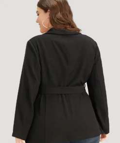 Plain Ties Pocket Belted Lapel Collar Blazer -Clothing Shop 510045040 wi abde50f6 f948 48b2 8ddc 51e99ca04b98