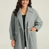 Button Fly Flap Pocket Lantern Sleeve Coat