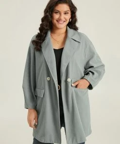 Button Fly Flap Pocket Lantern Sleeve Coat