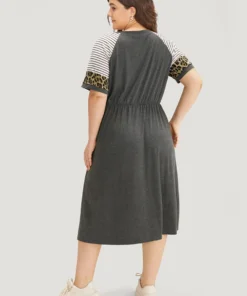 Supersoft Essentials Leopard Striped Patchwork Raglan Sleeve Dress 10 Supersoft Essentials Leopard Striped Patchwork Raglan Sleeve Dress -Clothing Shop 510861959 zz