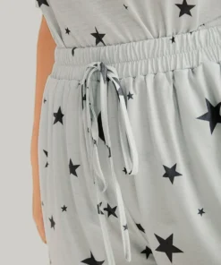 Star Print Elastic Waist Bowknot Sleep Shorts -Clothing Shop 511038413 ut
