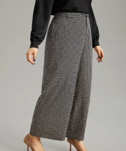 Houndstooth Elastic Waist Straight Leg Pants 11 Houndstooth Elastic Waist Straight Leg Pants -Clothing Shop 511196276 ie