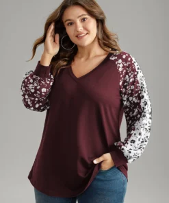 Ditsy Floral Contrast Raglan Sleeve Sweatshirt -Clothing Shop 512037121 vw