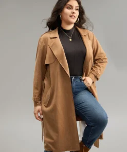 Solid Button Detail Knot Belted Coat -Clothing Shop 512613027 rk c6856959 1933 49ad 855f f775b7b002b8