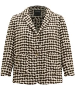 Houndstooth Patched Pocket Button Up Blazer -Clothing Shop 513727700 pu