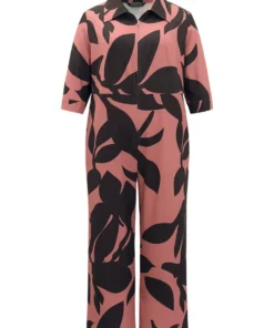 Silhouette Floral Print Zipper Belted Jumpsuit -Clothing Shop 513843714 ul