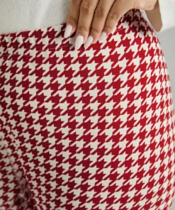 Christmas Houndstooth Elastic Waist High Rise Leggings -Clothing Shop 513930315 sp