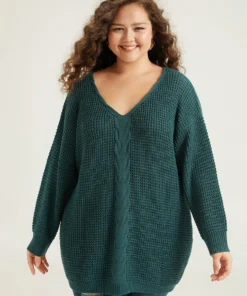 Cable Knit Plain Elastic Cuffs Pullover -Clothing Shop 515826627 co 325a0589 4d0d 4f0f 90b2 3648b11c468a