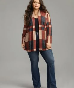 Plaid Contrast Open Front Kimono -Clothing Shop 515894210 sz 3c799a9b c988 4aa7 ab9b 60a78d8046be