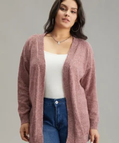Solid Heather Elastic Cuffs Cardigan