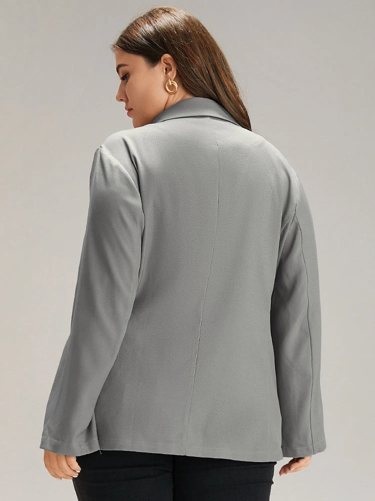 Suit Collar Solid Double Breasted Blazer 4 Suit Collar Solid Double Breasted Blazer - Image 2