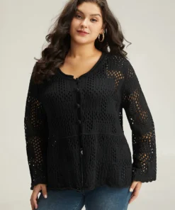 Plain Hollow Out Button Through Bell Sleeve Cardigan 28 Plain Hollow Out Button Through Bell Sleeve Cardigan -Clothing Shop 517363264 mg 7e3251dc 190b 4960 81ef b4fec9b9a016