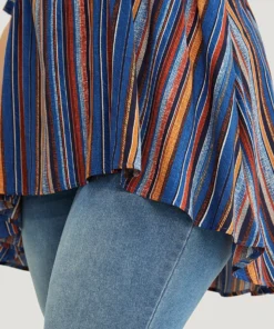 Striped Contrast Shirred Wrap High Low Hem Pocket Blouse -Clothing Shop 517388101 nb 7c8bf374 fdfd 47e7 8f8a 513b1d900824