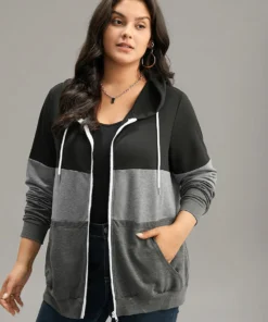 Colorblock Contrast Drawstring Zipper Hooded Sweatshirt -Clothing Shop 517885619 ue 97d3afe2 b9af 43ff 94c0 8283a6472675