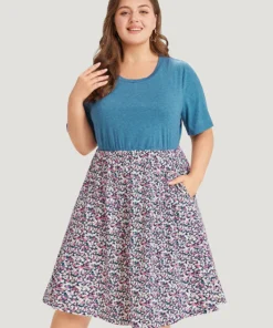 Supersoft Essentials Ditsy Floral Patchwork Pocket Flutter Hem Dress -Clothing Shop 517926627 nk
