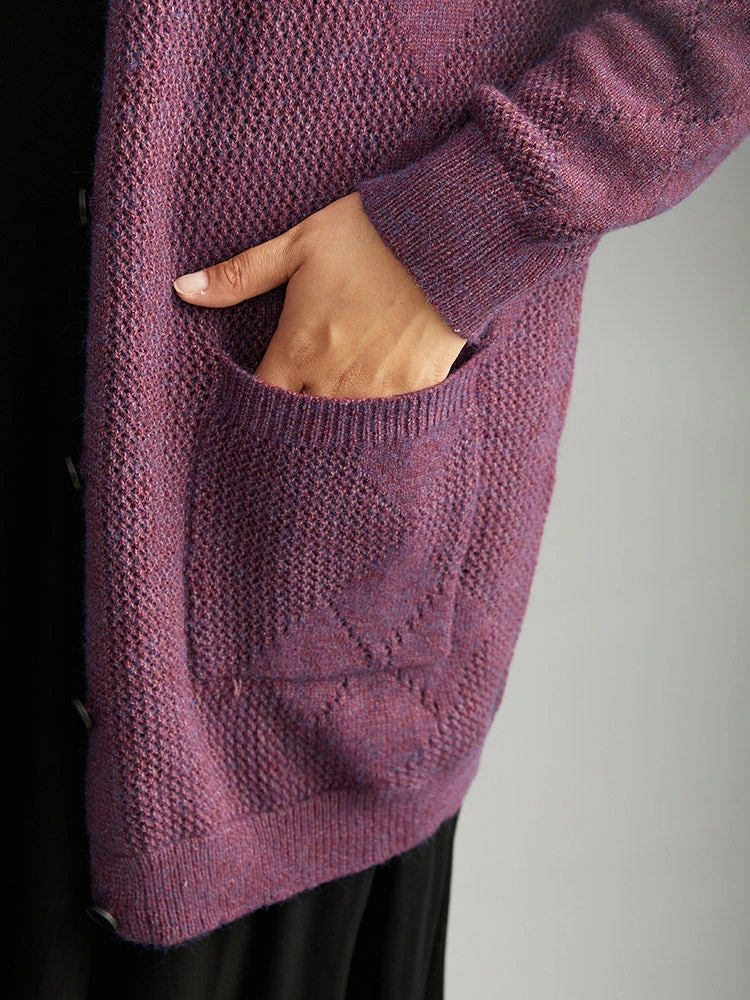 Geometric Heather Pocket Button Up Cardigan 8 Geometric Heather Pocket Button Up Cardigan - Image 6