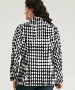 Anti-Wrinkle Houndstooth Button Up Suit Collar Blazer -Clothing Shop 518602882 zb dab67422 f7f1 4360 810e c278bee75567