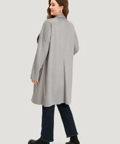 Solid Lapel Collar Patched Pocket Faux Suede Coat -Clothing Shop 51872842 qj 7a695a35 939e 4714 88d8 9273e20eedaf