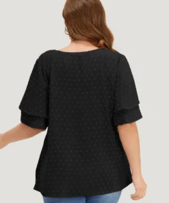 Plain Ruffle Tiered Sleeve V Neck Polka Dot Blouse 40 Plain Ruffle Tiered Sleeve V Neck Polka Dot Blouse -Clothing Shop 518987684 uy 4f449cc5 e405 4ea6 b2d8 419faef36d51