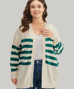 Supersoft Essentials Striped Contrast Button Up Cardigan