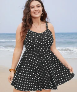 Polka Dot Crossover Ruched Flutter Hem Swim Dress -Clothing Shop 51 8f5cb90f 89f1 4bda 8d83 79bfb52f6452