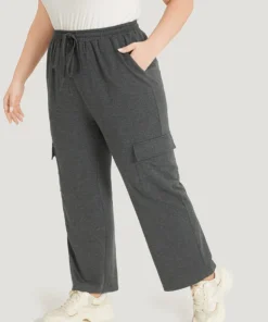 Letter Patched Flap Pocket Bowknot Elastic Waist Sweatpants -Clothing Shop 520445571 ga