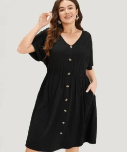 Supersoft Essentials Contrast Button Detail Shirred Pocket Dress -Clothing Shop 521287549 em