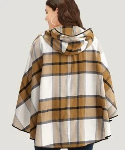 Plaid Duffle Button Hooded Cape Coat -Clothing Shop 522064865 lc 32481dd8 6ded 46d6 a426 5327a957cca1