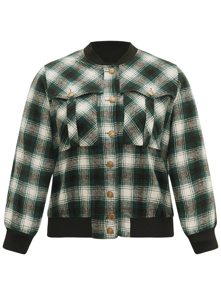 Halloween Plaid Pocket Button Up Contrast Patchwork Jacket 10 Halloween Plaid Pocket Button Up Contrast Patchwork Jacket - Image 8