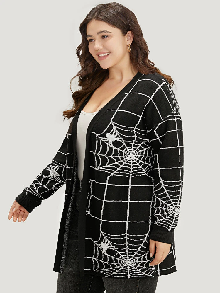 Halloween Supersoft Essentials Spider Web Print Open Front Cardigan 6 Halloween Supersoft Essentials Spider Web Print Open Front Cardigan - Image 4