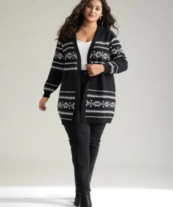 Anti-Pilling Bandana Print Elastic Cuffs Cardigan -Clothing Shop 5231735 je