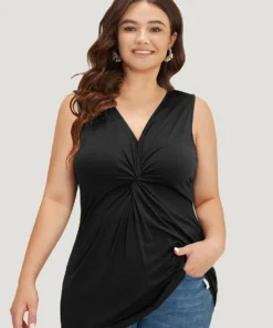 Supersoft Essentials Plain V Neck Twist Front Tank Top -Clothing Shop 523385468 se 2f7193b9 ef95 4189 bfbf e1a02ece64a0