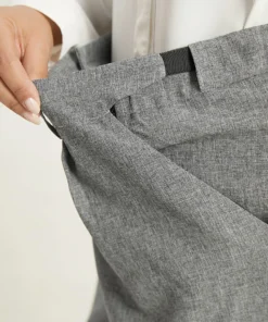 Plain Wide Leg Elastic Waist Pocket Pants -Clothing Shop 524037848 sv