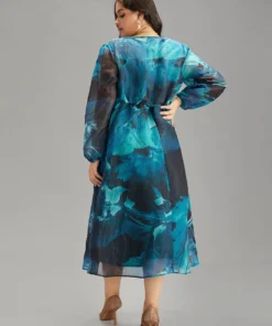 Floral Mesh Patchwork Pocket Elastic Waist Dress -Clothing Shop 524290254 bj 06a924d4 f4dc 4a27 b19a aaceb9e31a96