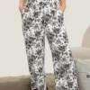 Floral Print Pocket Paperbag Waist Sleep Pants -Clothing Shop 52442062 br
