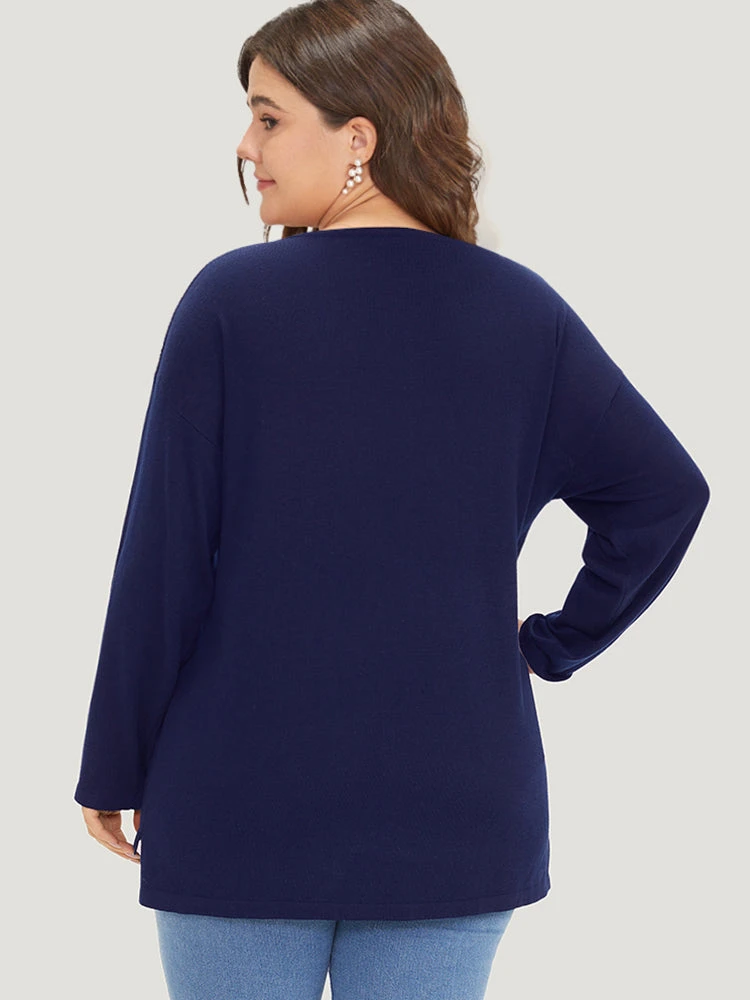 Supersoft Essentials Solid Split Side Patchwork Pullover 4 Supersoft Essentials Solid Split Side Patchwork Pullover - Image 2