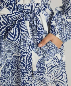 Bandana Print Notched Belted Dress -Clothing Shop 524754163 cv