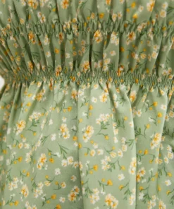 Ditsy Floral Frill Trim Tassels Hem Shirred Off Shoulder Blouse -Clothing Shop 525206479 wp