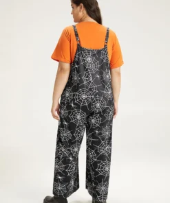 Halloween Spider Web Print Pocket Overall Cami Jumpsuit -Clothing Shop 525649791 ti e6361a27 92d1 4b98 a00f 4360083b2629