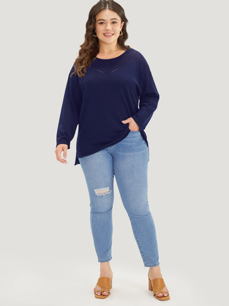 Supersoft Essentials Solid Split Side Patchwork Pullover 6 Supersoft Essentials Solid Split Side Patchwork Pullover - Image 4