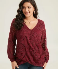 Plain Embroidered Guipure Lace Wrap Blouse -Clothing Shop 525975066 zu 018727ae f9be 4c3e bf81 52246a6e1f15