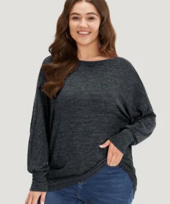 Plain Heather Elastic Cuffs Dolman Sleeve T-shirt -Clothing Shop 526011274 lt 6c53e1f6 5ab2 4d37 b612 6ce75c86a6cb