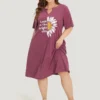 Supersoft Essentials Slogan & Sunflower Print Notched Pocket Dress -Clothing Shop 526723492 co 1ba1f0c1 5f89 4bdf 84b1 b3cb8384f5bb