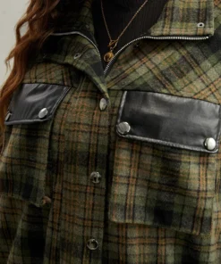 Plaid Flap Pocket Zipper Fly Jacket -Clothing Shop 526885706 au