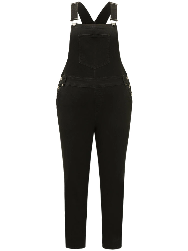 Plain Patched Pocket Button Up Overall Jeans 10 Plain Patched Pocket Button Up Overall Jeans - Image 8