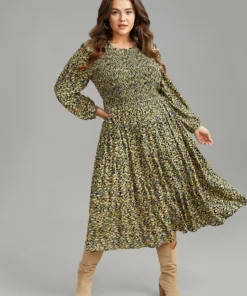 Ditsy Floral Shirred Pocket Pleated Frill Trim Dress -Clothing Shop 527767486 ai c163c070 7522 48d3 b787 23f47ca79035