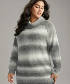 Turtleneck Ombre Heather Raglan Sleeve Pullover -Clothing Shop 528361112 zq