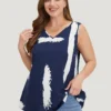 Brush Print V Neck Tank Top -Clothing Shop 528874012 vr