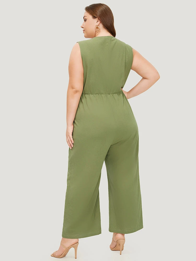 Plain Pocket Button Through Tank Jumpsuit 5 Plain Pocket Button Through Tank Jumpsuit - Image 3